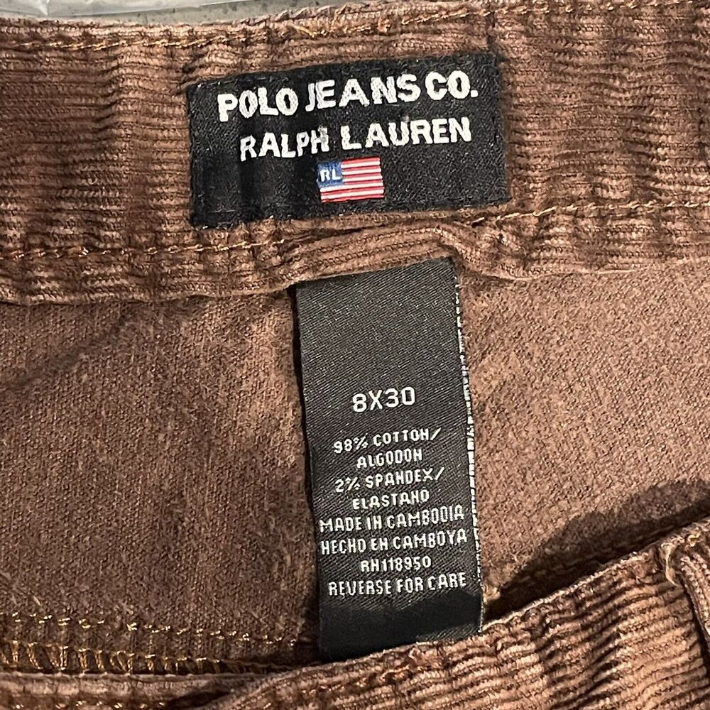 Vintage Polo Jeans Co Ralph Lauren Brown Corduroy Shorts 26” Waist - Picture 2 of 3